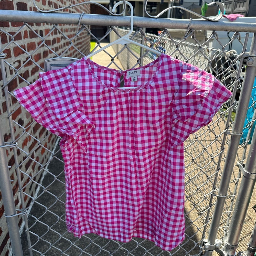 J. Crew Pink Checkered Womens Blouse